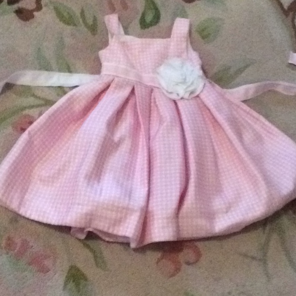 Girls Kleinfeld dot pink/white dress girls 6